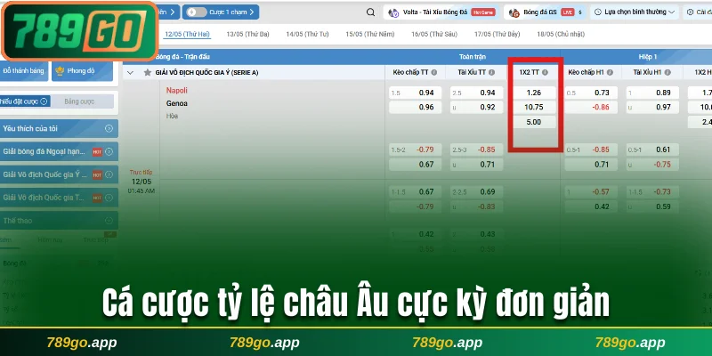 Cá cược tỷ lệ châu Âu cực kỳ đơn giản