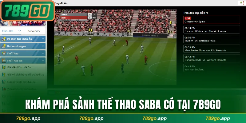 Khám phá sảnh thể thao Saba có tại 789Go